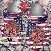 Atlanta Braves Crocs American Flag Breaking Wall Clog Shoes Gift 2