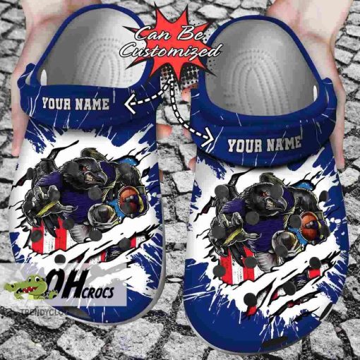 Baltimore Ravens Crocs Mascot Ripped Flag Clog Shoes Gift