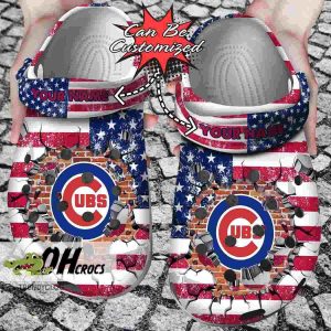 Chicago Cubs American Flag Breaking Wall Crocs Clog Shoes 2