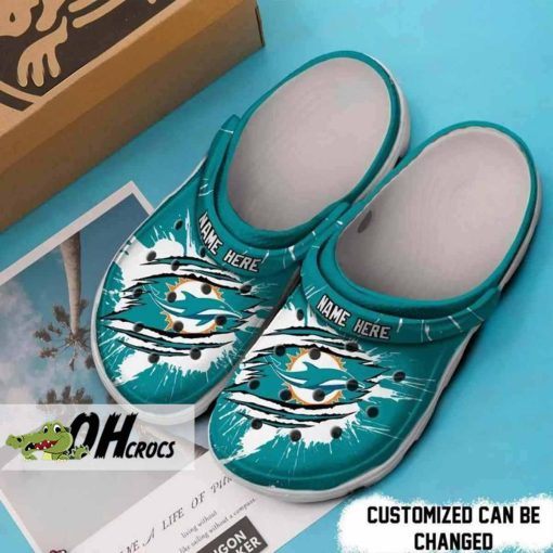 Custom Miami Dolphins Crocs Football Ripped Claw Clog Shoes Gift