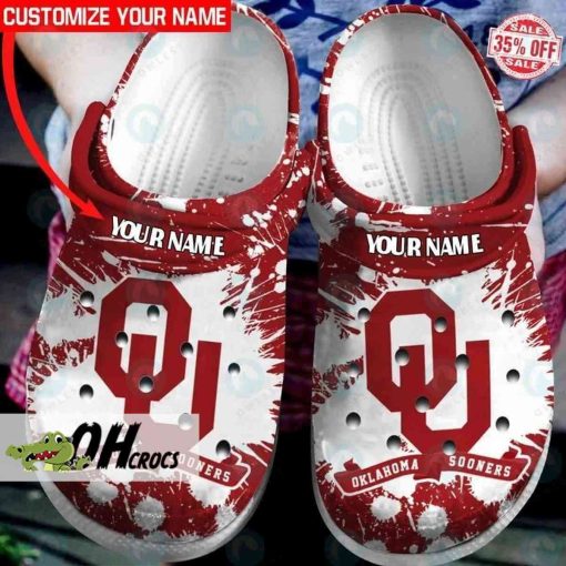 Custom Name Oklahoma Sooners Crocs Clog Shoes Gift