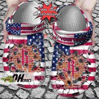 Houston Rockets Crocs American Flag Breaking Wall Clog Shoes Gift 2