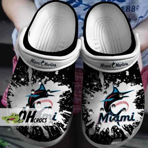 Mlb Miami Marlins Crocs Black Color Clog Shoes Gift