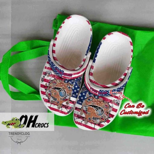 Orlando Magic Crocs American Flag Breaking Wall Clog Shoes Gift