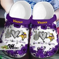Peace Love Minnesota Vikings Crocs Clog Shoes Gift 1