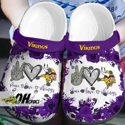 Peace Love Minnesota Vikings Crocs Clog Shoes Gift