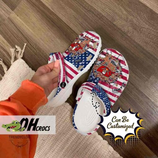 Tampa Bay Buccaneers Crocs American Flag Breaking Wall Clog Shoes Gift