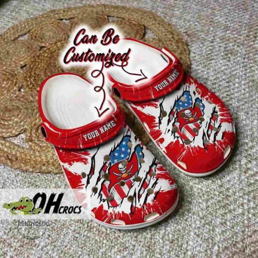 Tampa Bay Buccaneers Crocs Football Ripped American Flag Clog Shoes Gift