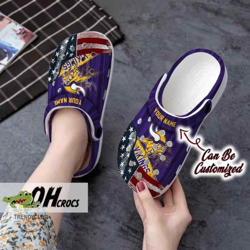 US Flag Minnesota Vikings Crocs Clog Shoes Gift