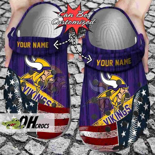US Flag Minnesota Vikings Crocs Clog Shoes Gift