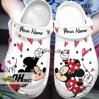Custom Name Mickey And Minnie Crocs So Cute Love Couple White Clogs Shoes Gift