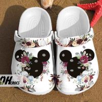 Disney Mickey And Minnie Crocs Watercolor Floral Minnie Art Clog Shoes Gift
