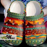 Native American Crocs Stunning Pattern Flower Clog Shoes Gift 1