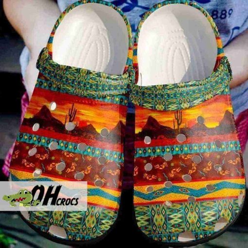 Native American Crocs Stunning Pattern Flower Clog Shoes Gift