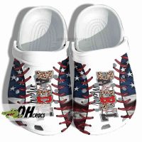 American Flag Baseball Mom Crocs Clog Shoes