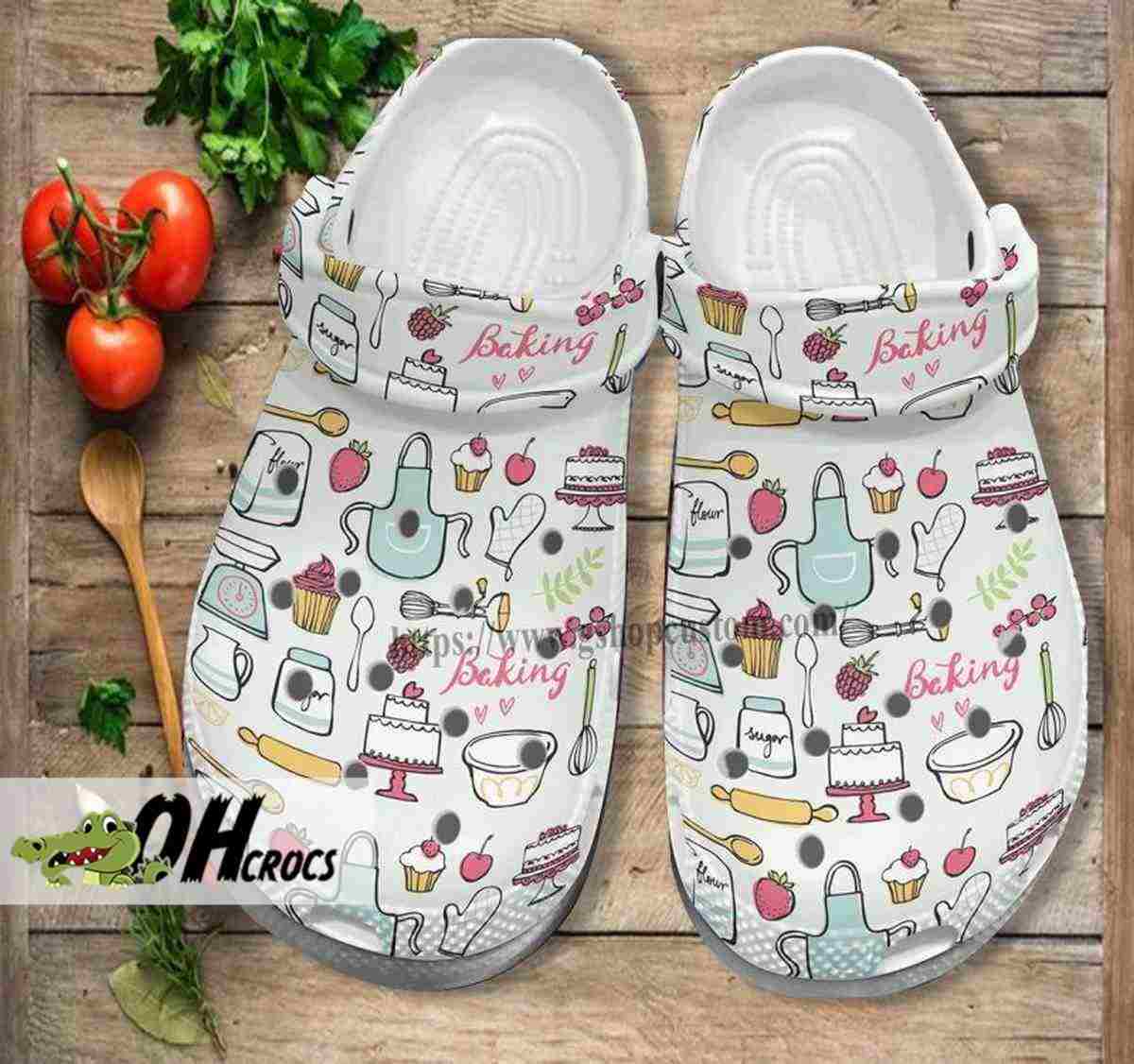 Baking Love Pattern Chef's Crocs Clogs Comfort Shoes