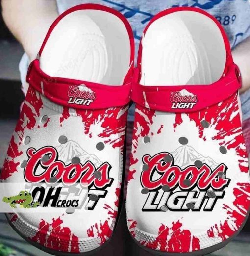 Coors Light Crocs Red Splash Design Refreshing Beer Clog Gift
