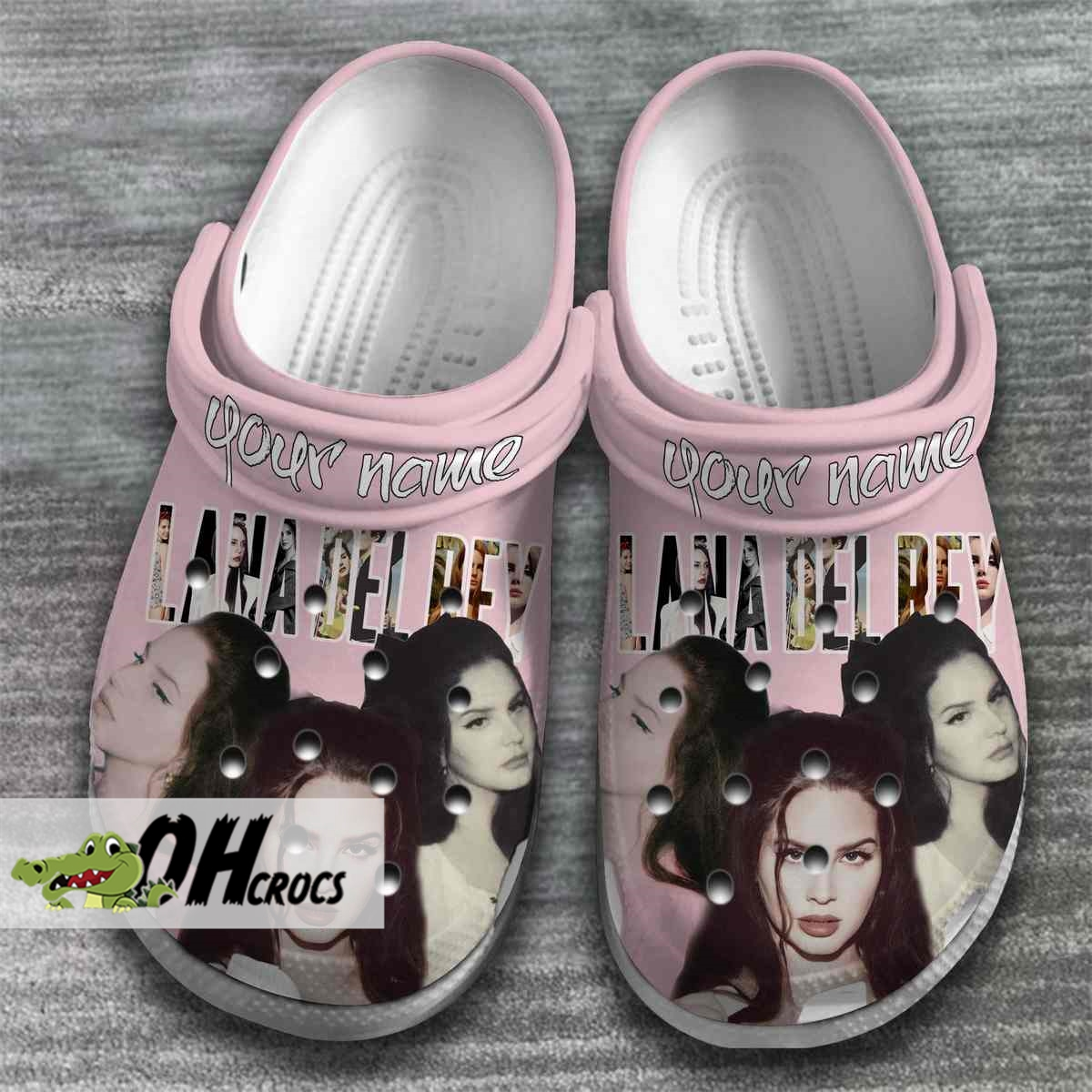 Custom Lana Del Rey Crocs Pastel Pink Portrait Clogs