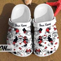 Custom Mickey Minnie Kissing Hearts Crocs Shoes 1