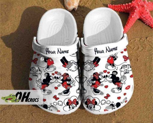 Custom Mickey Minnie Kissing Hearts Crocs Shoes