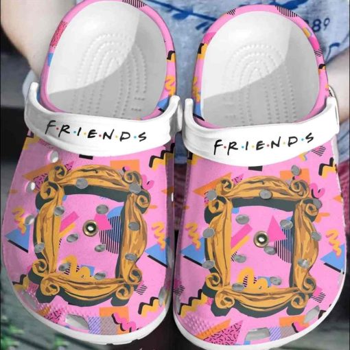 F.R.I.E.N.D.S Iconic Yellow Frame Pink Design Crocs Shoes