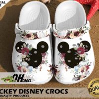 Floral Mickey Silhouette Crocs Shoes