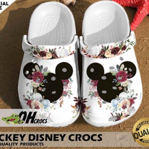 Floral Mickey Silhouette Crocs Shoes