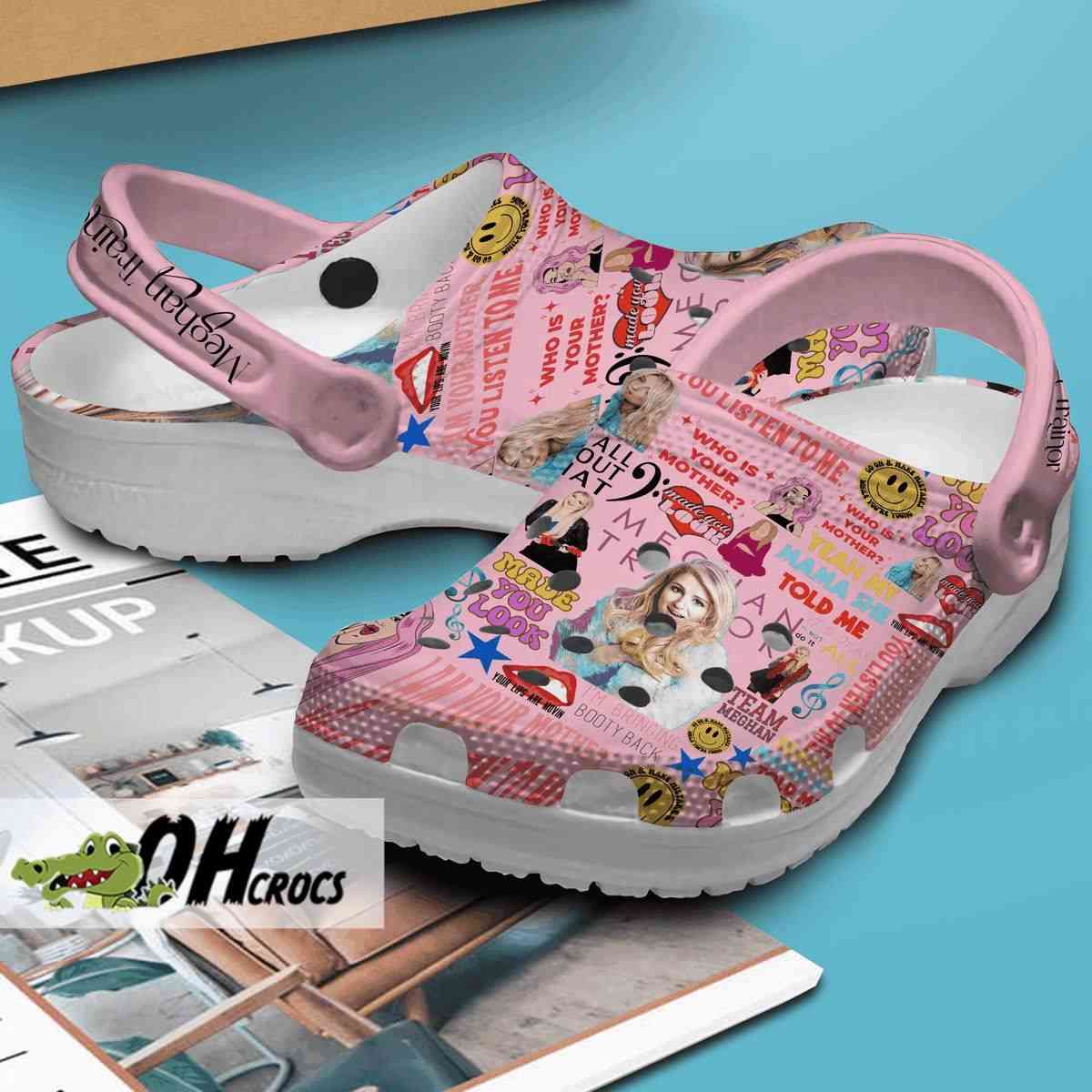 Meghan Trainor Lyrics Pink Crocs Comfort Clogs Shoes 1