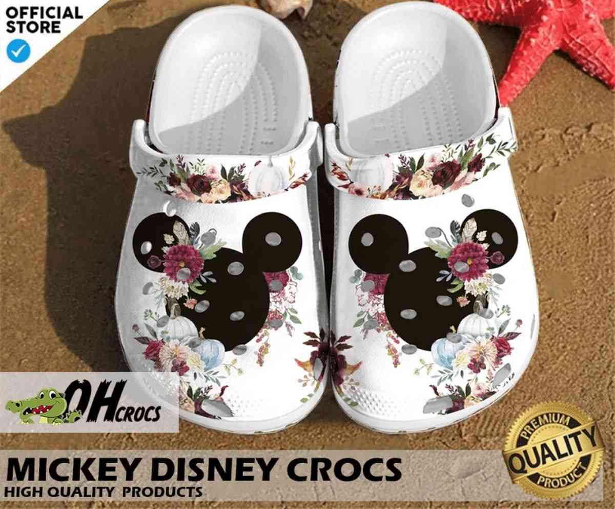 Mickey Floral Elegance Crocs Comfort Clogs Shoes