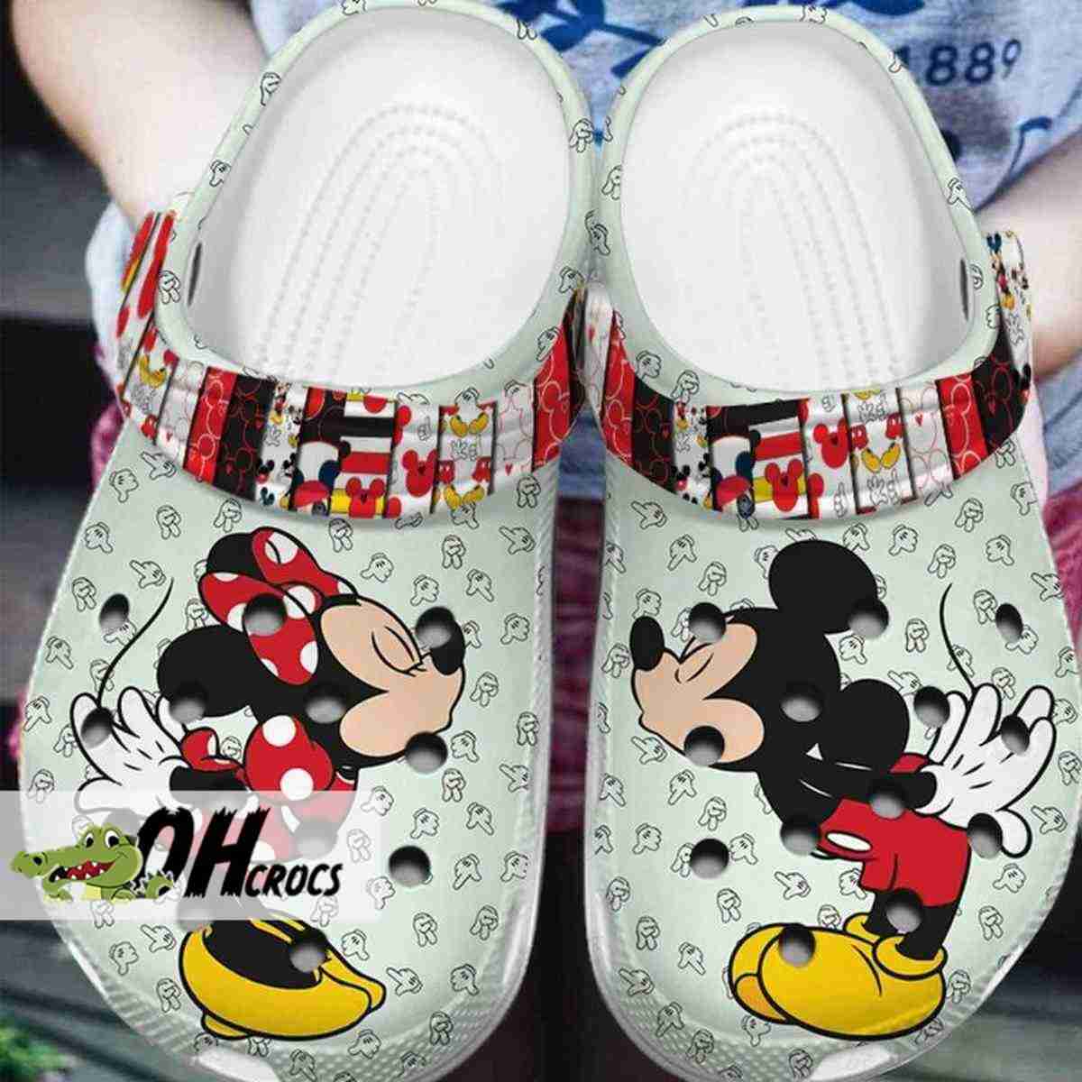 Mickey Minnie Playful Kiss Crocs Band Clogs Shoes