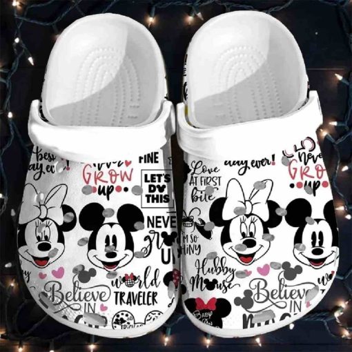 Mickey Minnie Quotes White Crocs Shoes