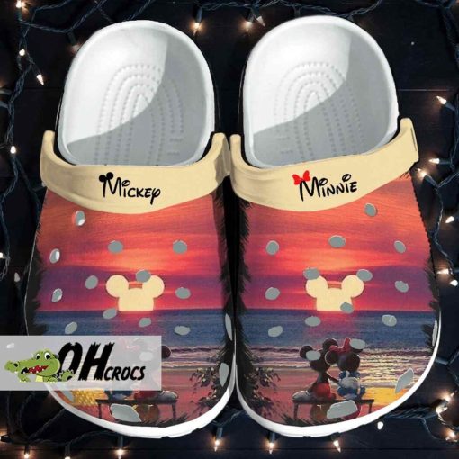 Mickey Minnie Sunset Silhouette Crocs Clog Shoes