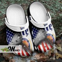 Miller Lite American Flag and Pilsner Design Crocs Footwear