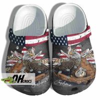 Patriotic Eagle Baseball Mom Crocs with USA Flag