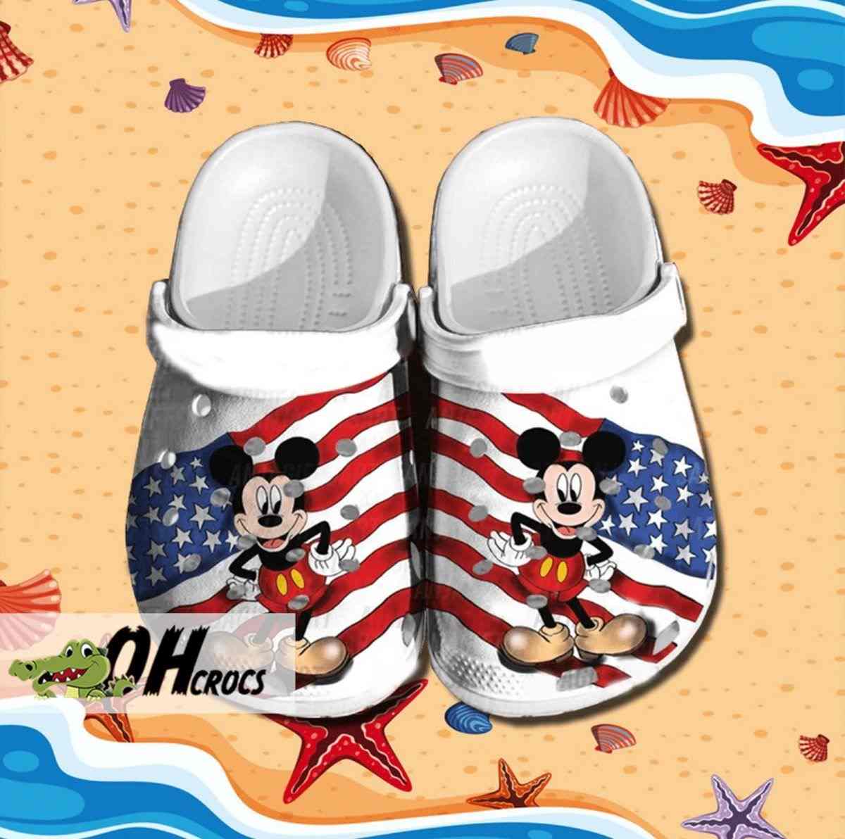Patriotic Mickey Flag Crocs Shoes