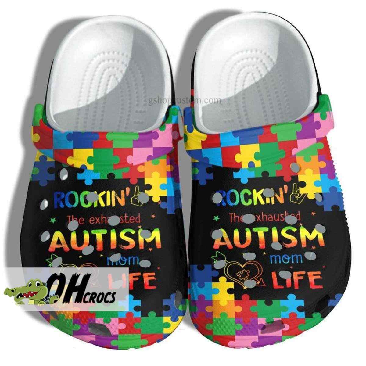 Rockin' Autism Mom Life Puzzle Crocs Shoes Comfort