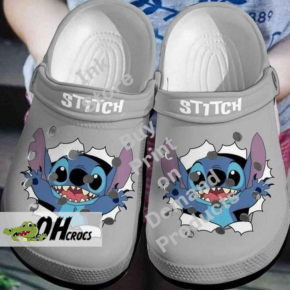 Stitch Breakthrough Grey Crocs Clog Shoes