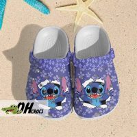 Stitch Floral Fun Purple Crocs Clog Shoes