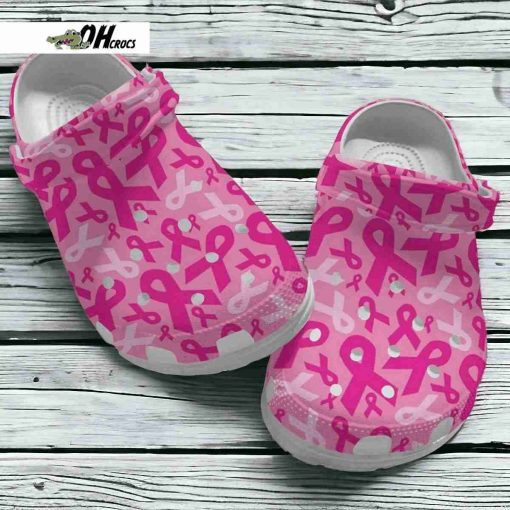 Breast Cancer Awareness Pink Ribbon Pattern Crocband Clog Crocs Shoes Gift