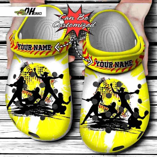 Custom Crocs Personalized Softball Player Clog Shoes Gift