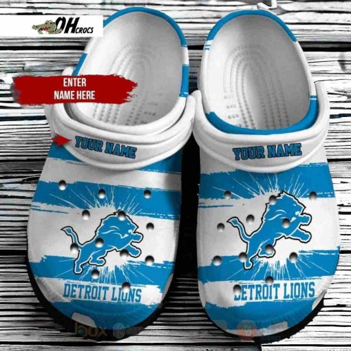 Detroit Lions Nfl Custom Name Crocs Clog Shoes Gift
