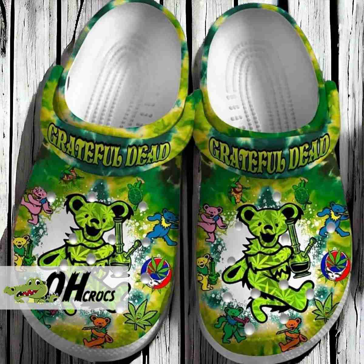 Grateful Dead Bear Weed Funny Crocs Shoes Gift