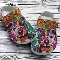 Hippie Color Pitbull Classic Clog, Pitbull Band Clog, Cute Gift For Sisters Crocs Clog Shoes Gift