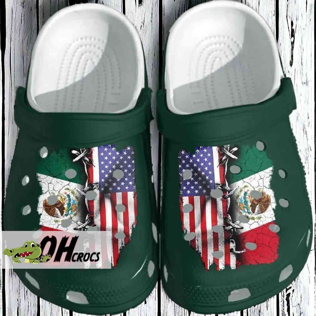 Mexico And America Flag Crocs Half Mexican Half USA Crocs Gift