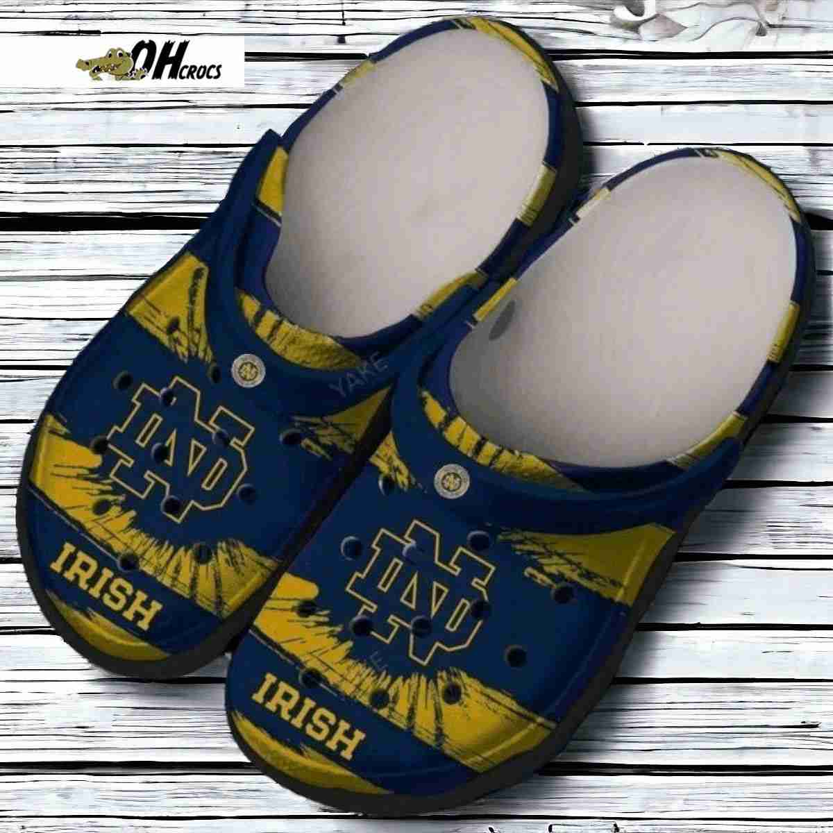 Notre Dame Fighting Irish Football Band Comfortable For Mens Womens Classic Water Crocs Clog Shoes Gift