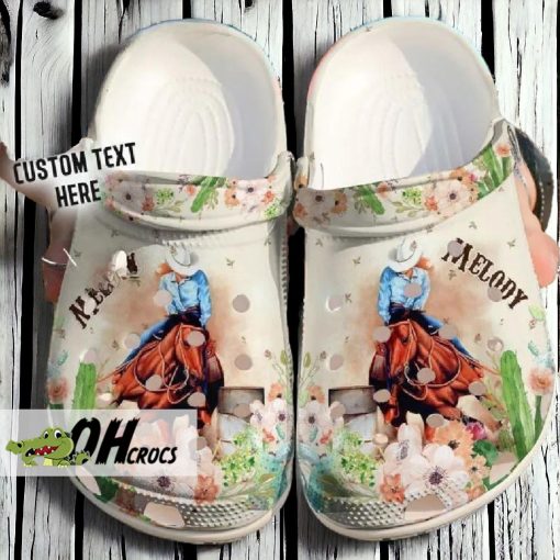 Personalized Cowgirl Floral Crocs Shoes Cowboy Crocs Womens Gift