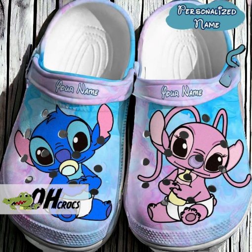 Personalized Cute Baby Stitch And Angel Crocs Gift