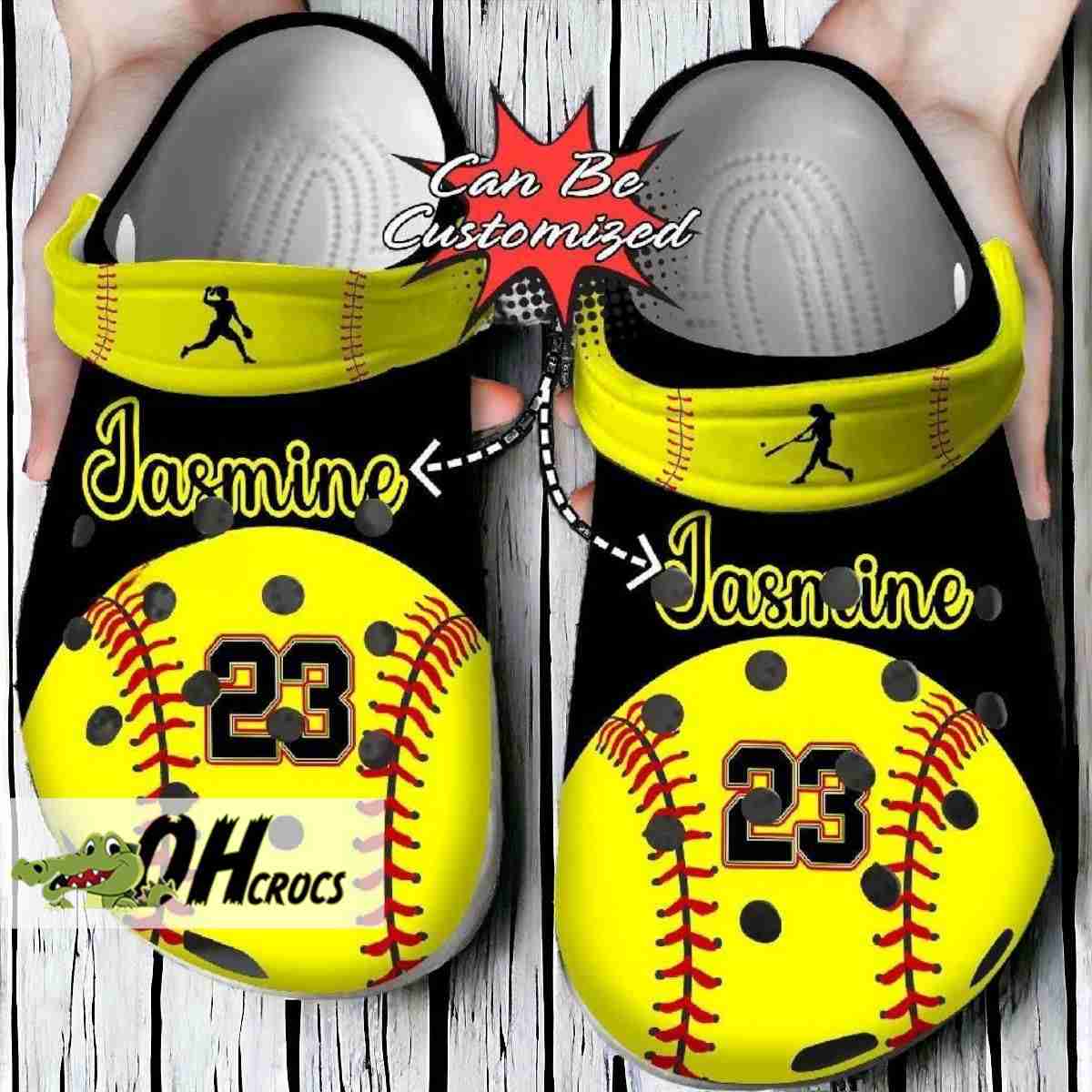 Personalized Name Number Softball Crocs Shoes Gift
