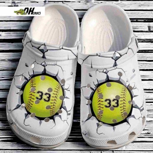 Personalized Softball Broken Crocs Crocband Clogs Gift