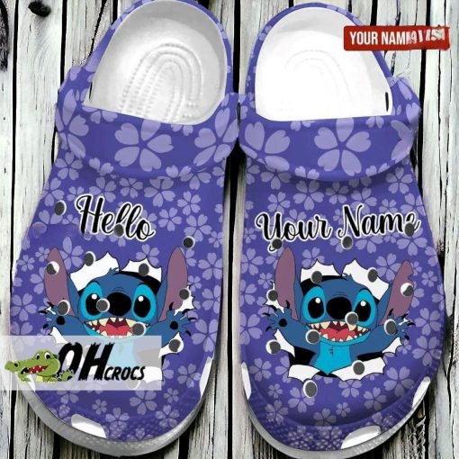 Personalized Stitch Purple Crocs Shoes For Womens Gift